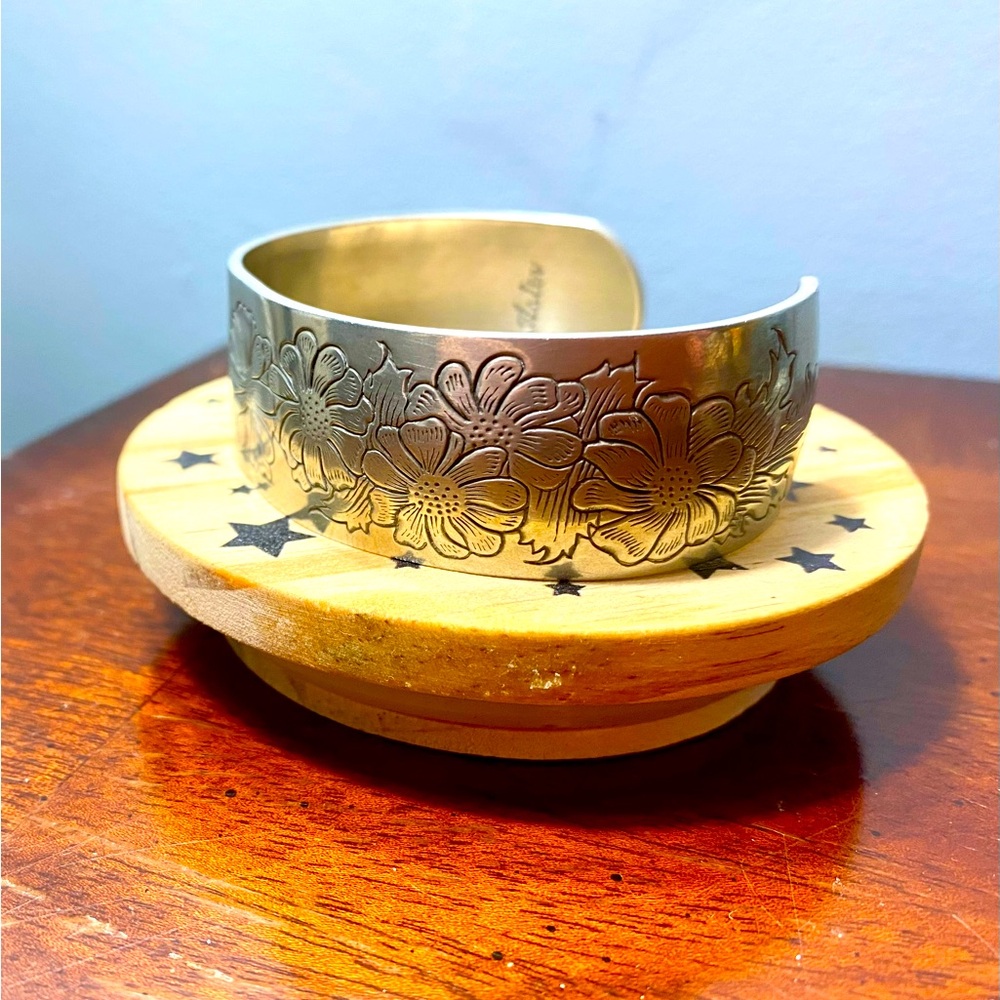 Vintage Silver Kirk Stieff Pewter  Cuff Bracelet Aster 900-9